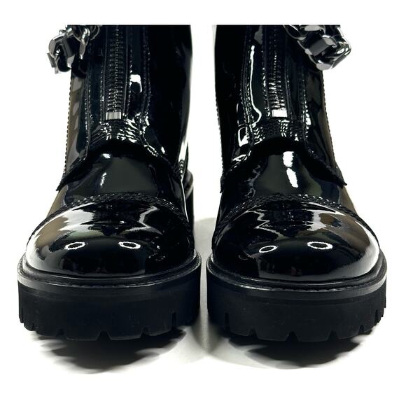 Zadig & Voltaire Joe Cecilia Black Patent Leather Chain Boots Womens EU 38/US 7 - Picture 4 of 14
